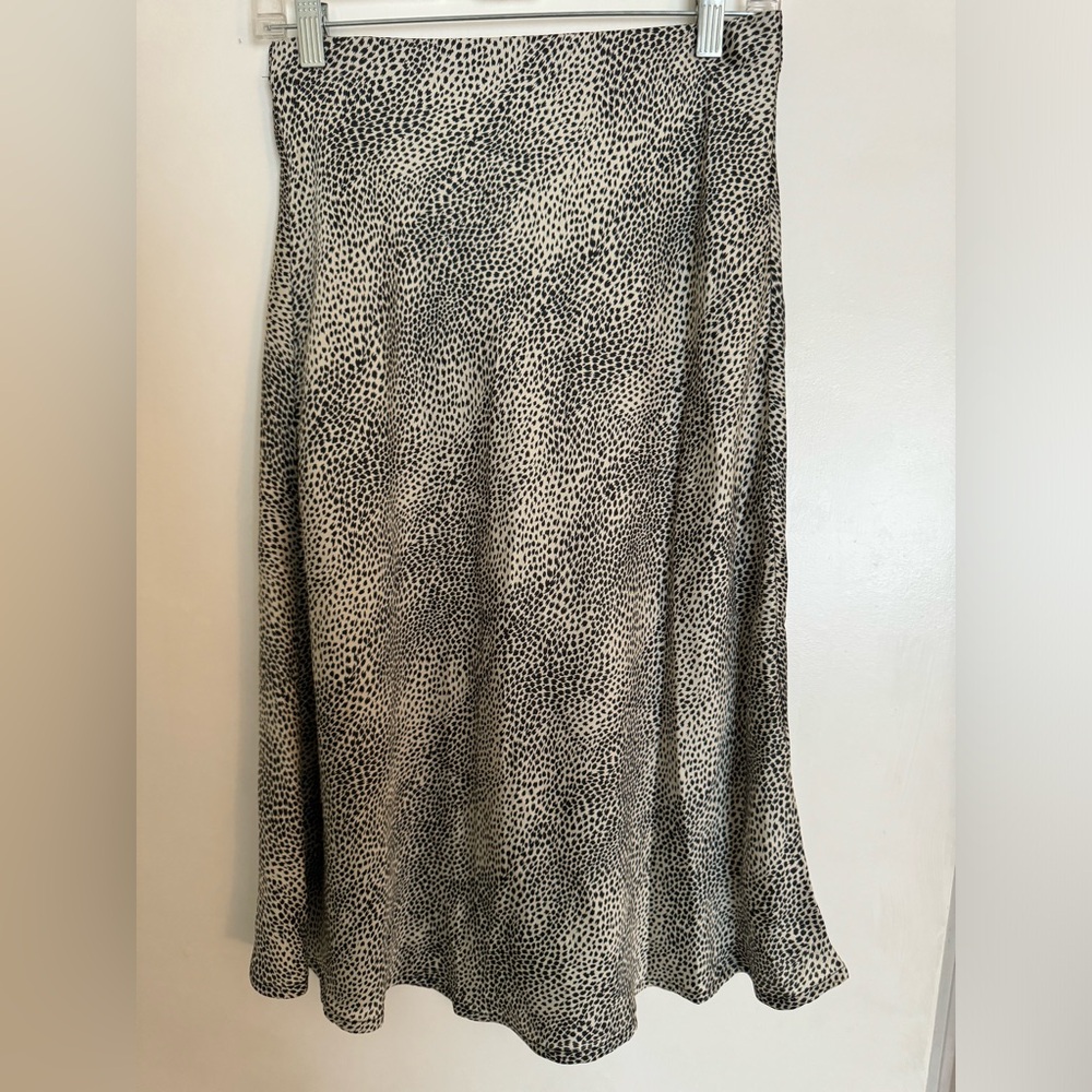 Animal print satin midi skirt